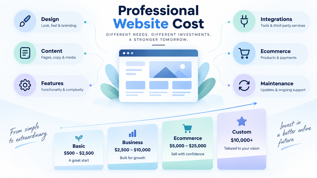 Professional business website cost factors and pricing comparison