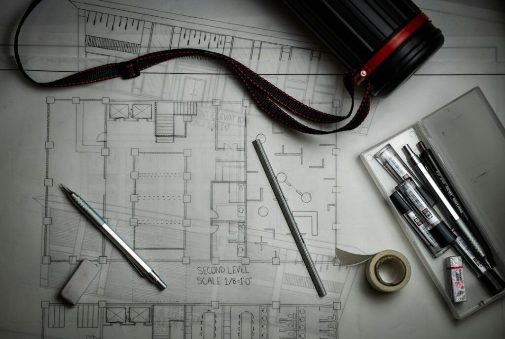 Website planning blueprint representing the scope and cost of a multi-page business website.